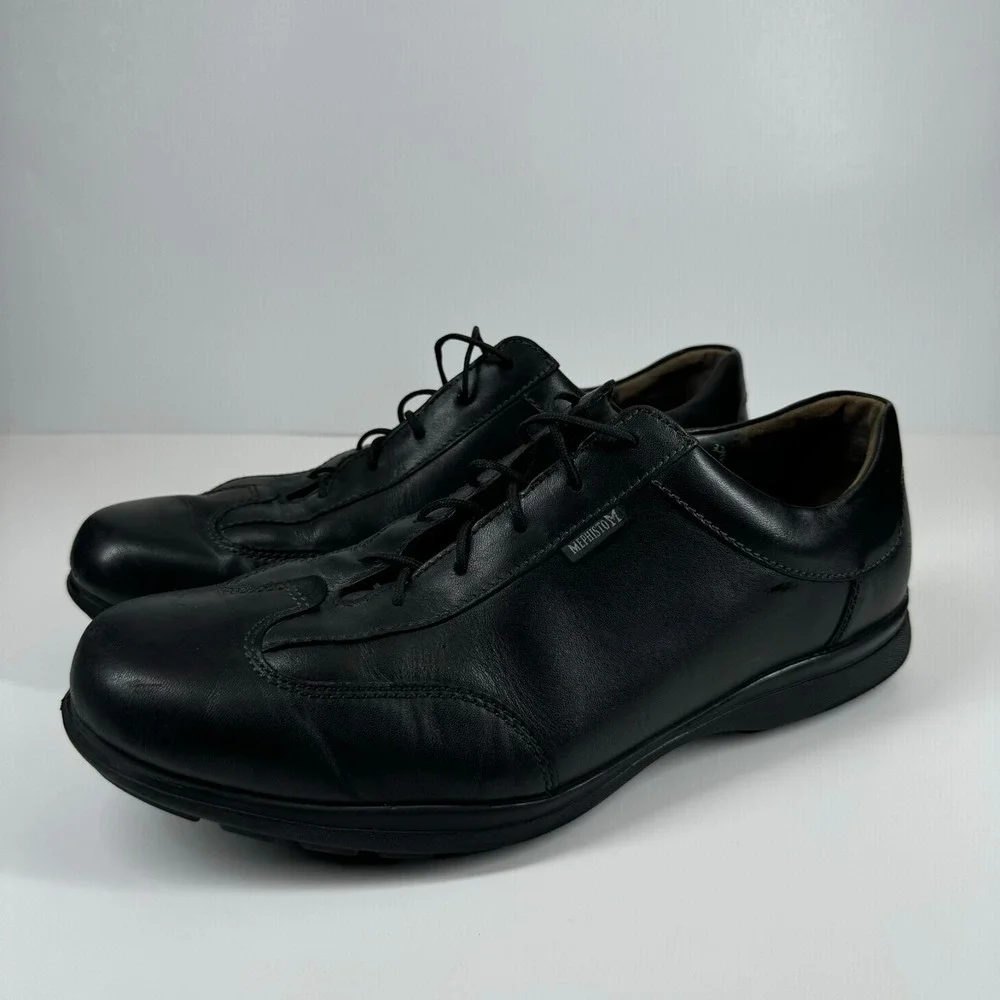 Mephisto Leonzio Men's US 11.5 Black Leather Comfort Lace-Up Oxford Walking Shoe
